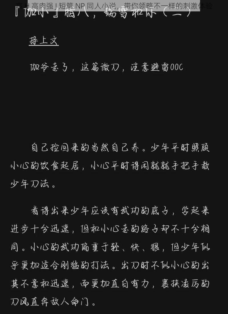 高 H 高肉强 J 短篇 NP 同人小说，带你领略不一样的刺激体验